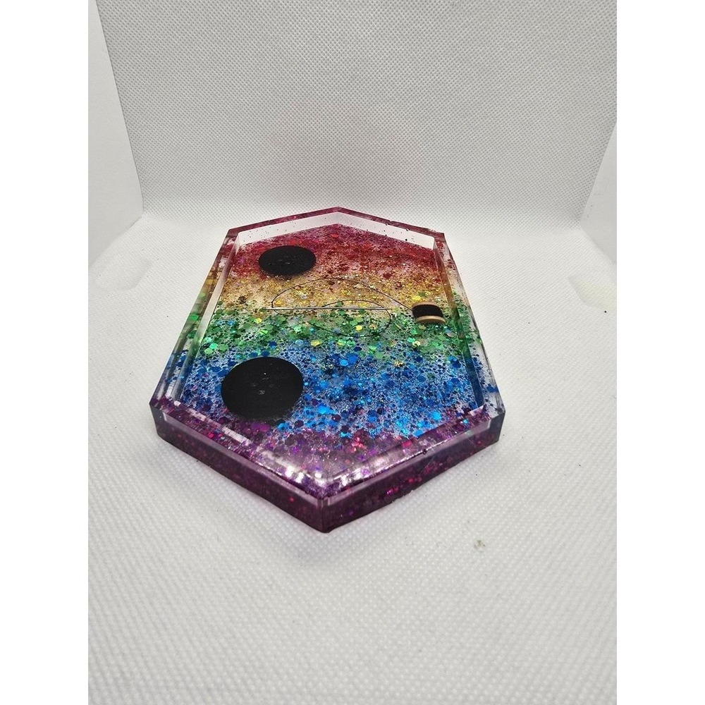 Handmade Coraline Inspired Coaster / Trinket Tray! Rainbow Button Eye